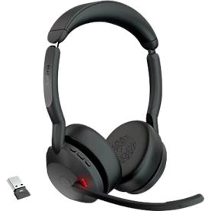 Jabra Evolve2 55 MS Stereo On Ear headset Bluetooth Stereo Zwart Noise Cancelling, Ruisonderdrukking (microfoon) Headset, Microfoon uitschakelbaar