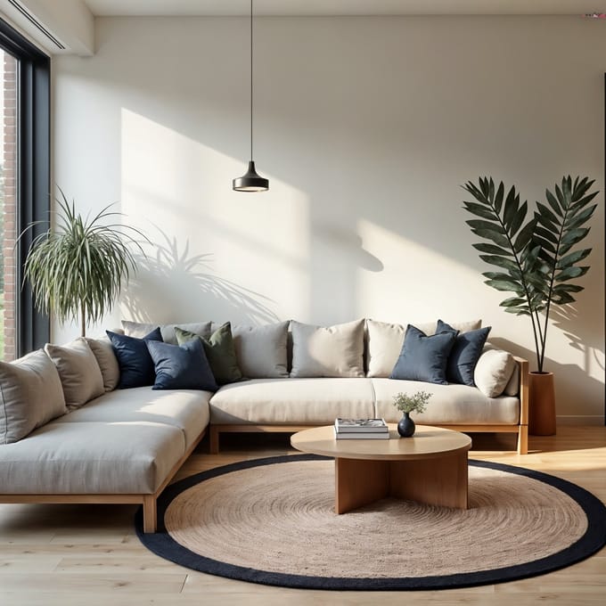 Rond jute vloerkleed Naturel/antraciet 300cm Mrcarpet