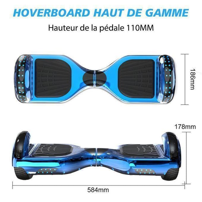 RCB Pack Blauw Elektrisch Hoverboard + Zwarte Hoverkart – Ideaal Cadeau voor Kinderen