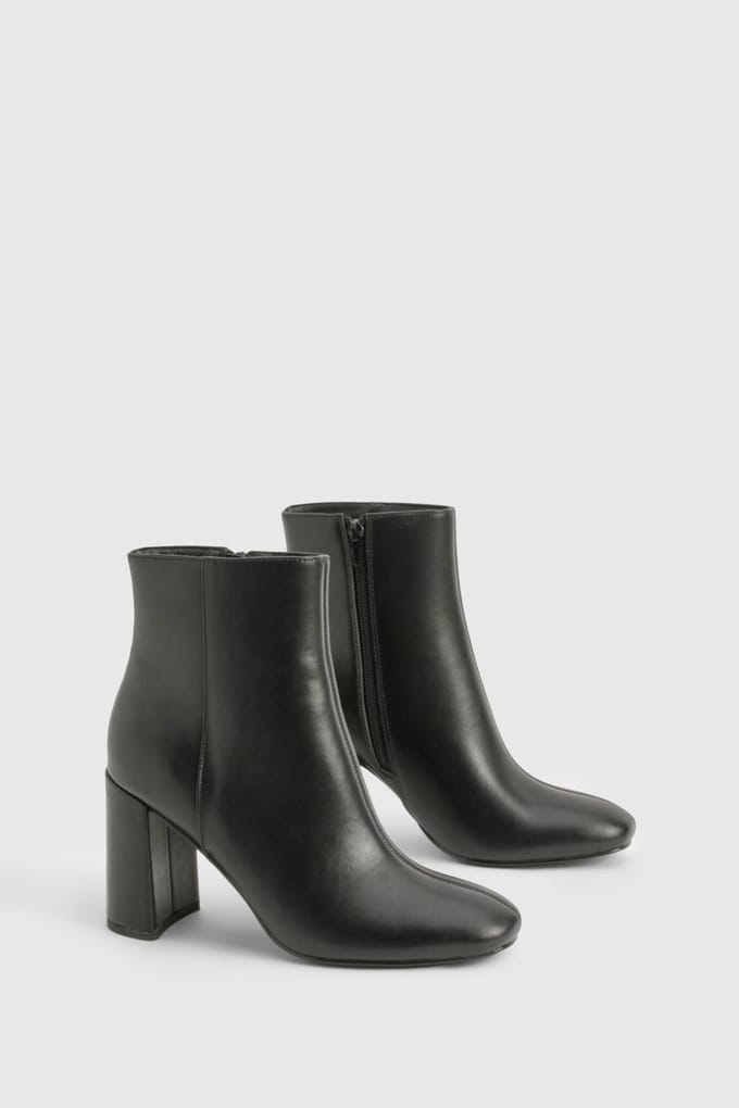 boohoo Dames Blockhaks Enkellaarsje | Black | Maat: 8