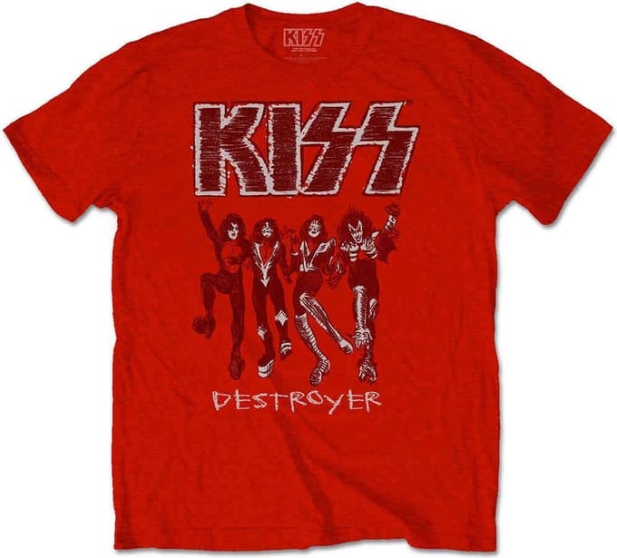 Kiss - Destroyer Sketch Heren T-shirt - M - Rood