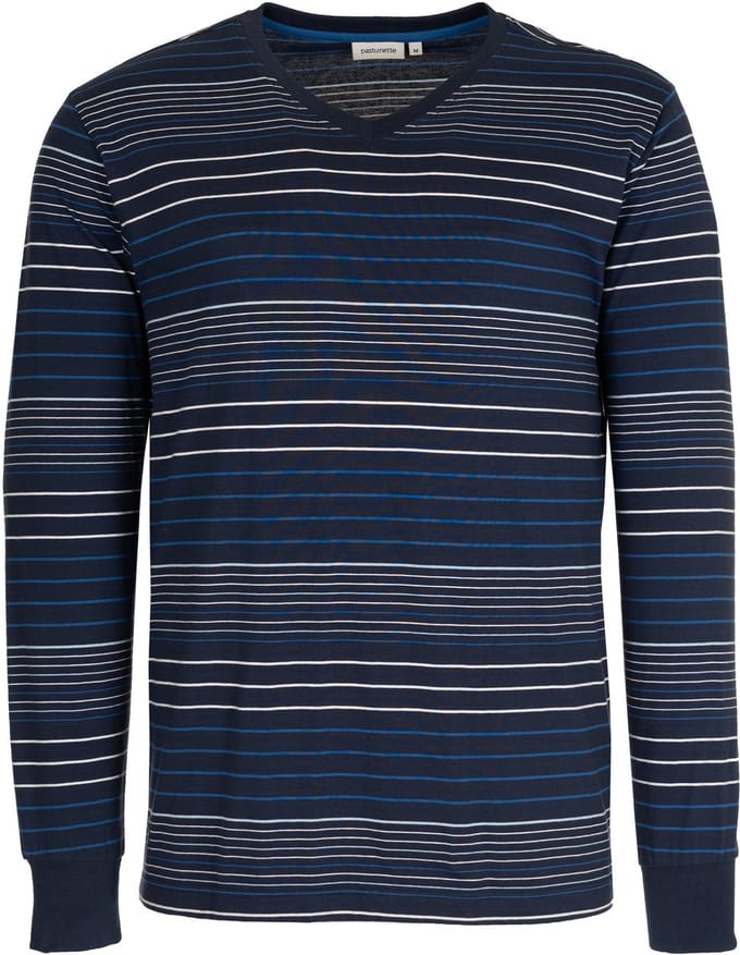 Pastunette - Pyjamashirt - Katoen - Blauw - Gestreept - Lange mouw - Maat S