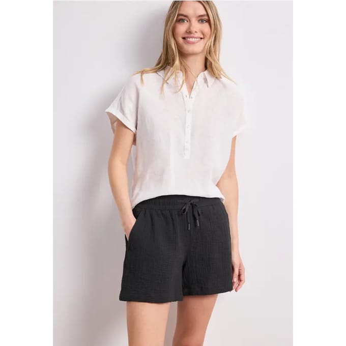 Mid Waist shorts van neteldoek