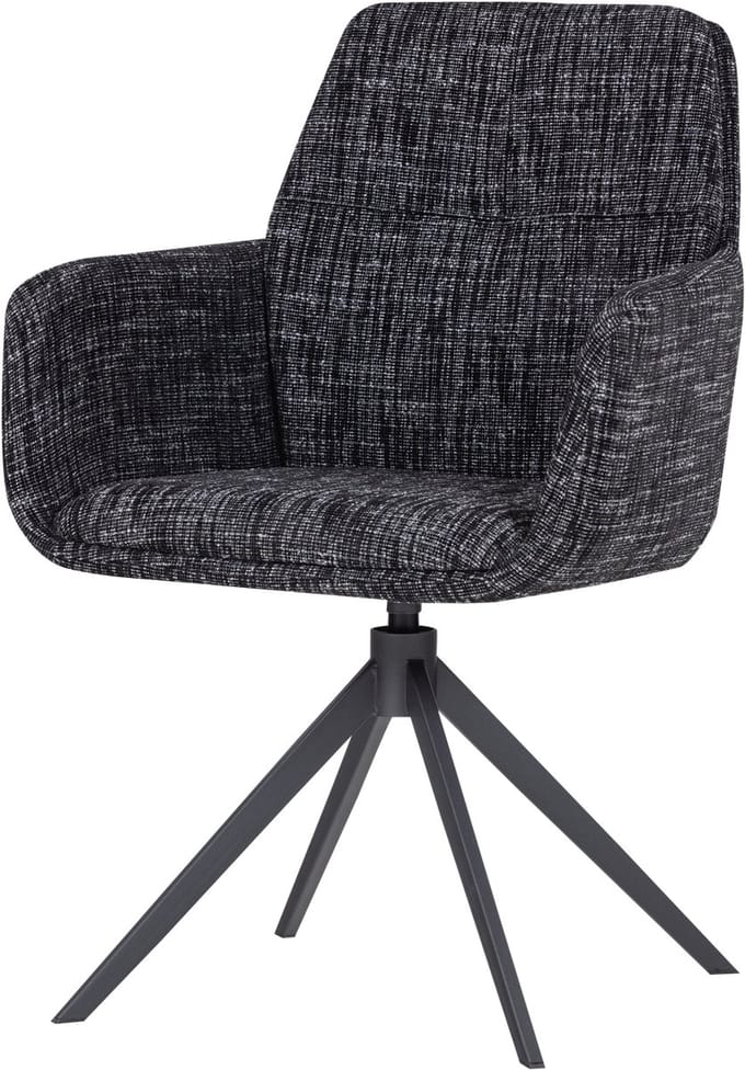 WOOOD Grant Eetkamerstoel Met Armleuning - Melange - Zwart - 88x61x63