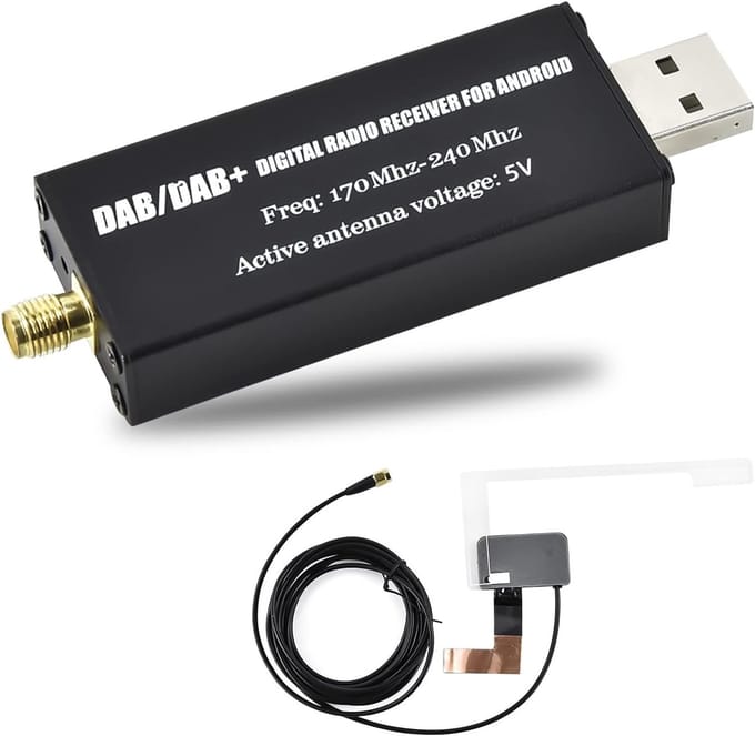 Digitale Radio Ontvanger - DAB+ Dongle - Auto Muziek Streamen - USB Aansluiting - Compact Formaat - Zwart