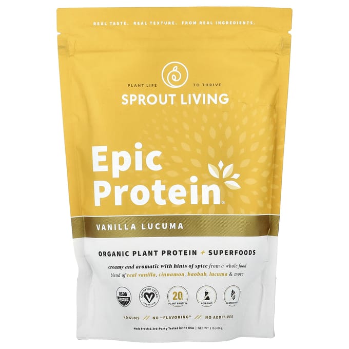 Sprout Living, Epic Protein, Vanille Lucuma, 16 oz (455 gr)