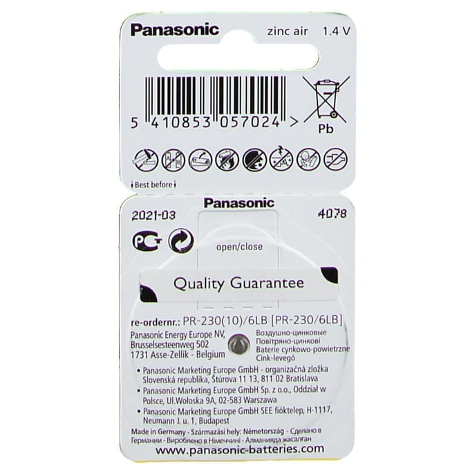 PR10 hoortoestel batterijen  10 - Geel Panasonic