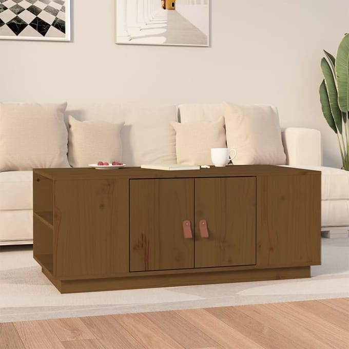 vidaXL - Salontafel - 100x50x41 - cm - massief - grenenhout - honingbruin