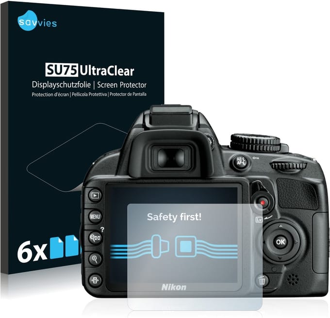 Savvies - Screenprotector voor Nikon D3100 - Folie Beschermfolie transparant 6 Stuks