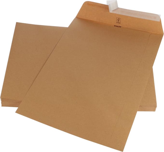 Gallery enveloppen formaat 250 x 350 mm stripsluiting bruine kraft doos van 250 stuks