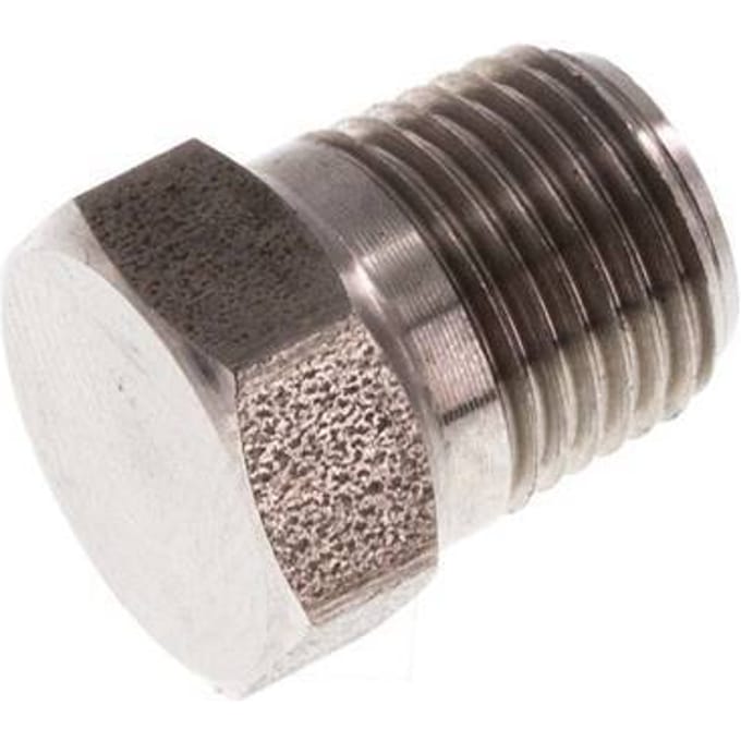 1/8'' NPT Buitendraad RVS Plug met Buitenzeskant 345 Bar - FL1-M-S-018N-E