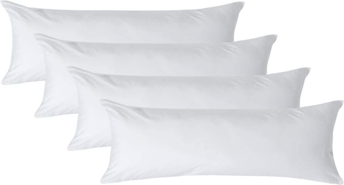 Homescapes Kussensloop 50x140 cm voor Lichaamskussen Set van 4 – Wit – 100% Egyptisch Perkal Katoen – 200 TC