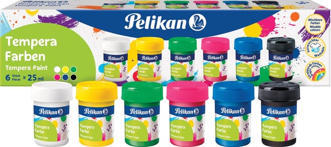 Pelikan schoolplakkaatverf - 6x25 ml - 6 kleuren