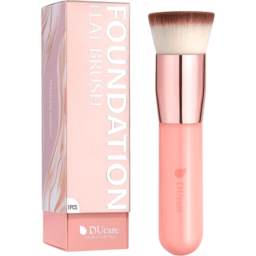 DUcare enkele platte foundationkwast - roze handvat