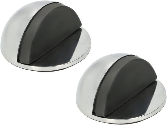 2x Deurstoppers met Rubber Buffer - Zelfklevend en Chromen Deurbuffer