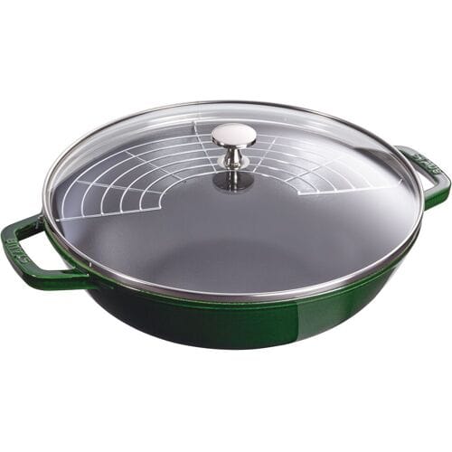 STAUB SPECIALITIES - Wok met glazen deksel - Ø 300mm - Gietijzer - Basilicumgroen