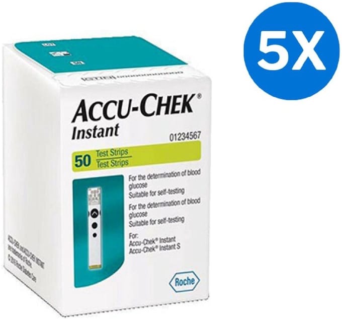 5x Accu-Chek Instant Teststrips Accu chek - Het testen duurt 5 seconden - Hoeveelheid bloed 0.6µl