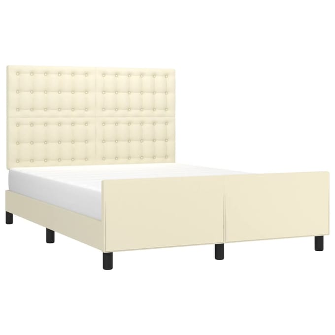 vidaXL - Bedframe - met - hoofdbord - kunstleer - crèmekleurig - 140x200 - cm