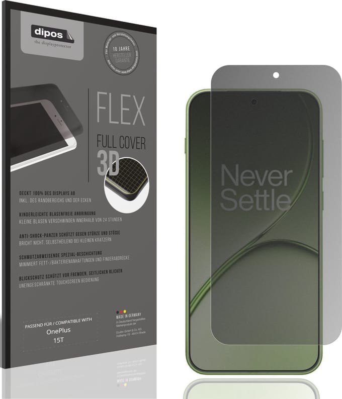 dipos FLEX – Matte Privacy Screenprotector geschikt voor OnePlus 15T | Volledige Schermbescherming | Case-Friendly