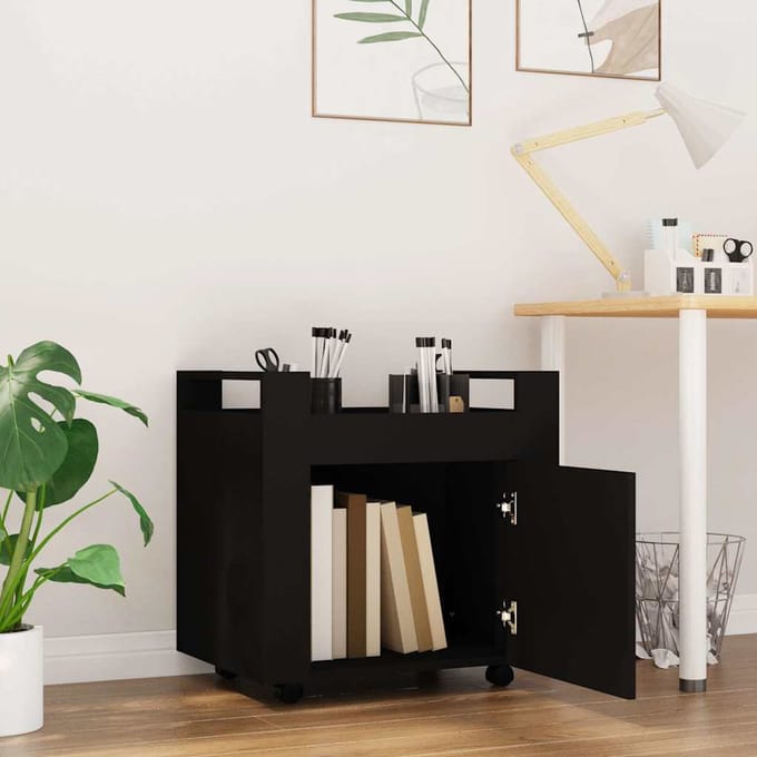 vidaXL - Bureaukastje - 60x45x60 - cm - bewerkt - hout - zwart