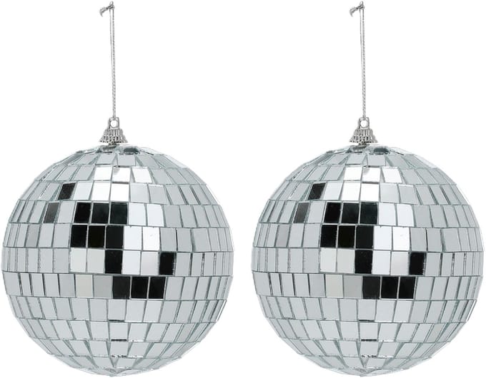 Inge Christmas Decor Disco kerstbal - 2x - zilver - D11 cm - glas/foam - discobal/discobol - kerstversiering