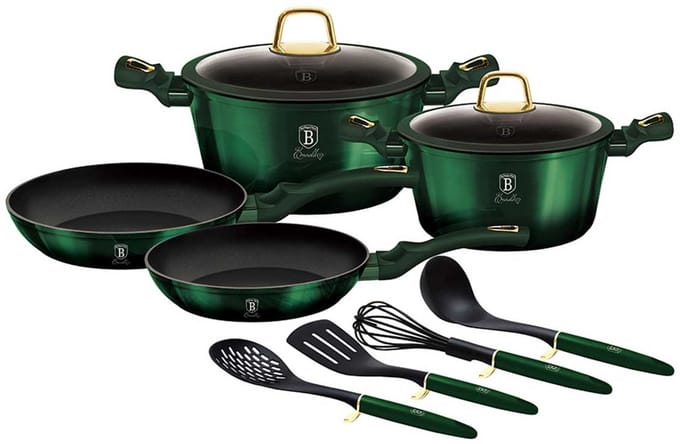 Berlinger Haus Emerald Seriesset - Pannenset - Titaniumnoncoating - Soft-Touch Handvat