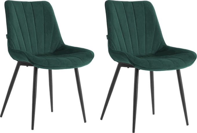 Colenis® - Lesedi Eetkamerstoel - Set Van 2 - Groen - Velvet
