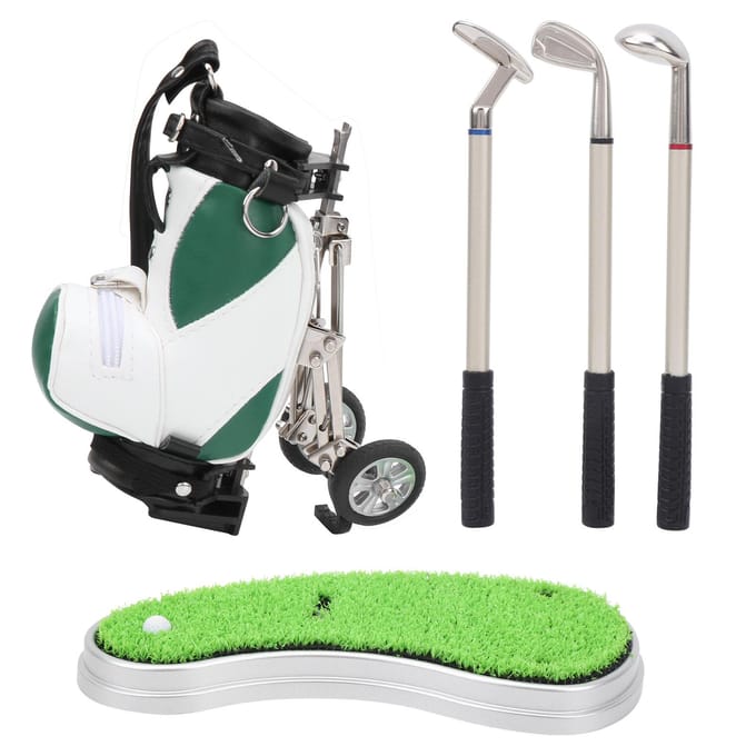 Desktop Golf Pennenset 3 Balpennen en Mini Tas Znic Legering Golf Pennenzak met BasisGroen Wit black