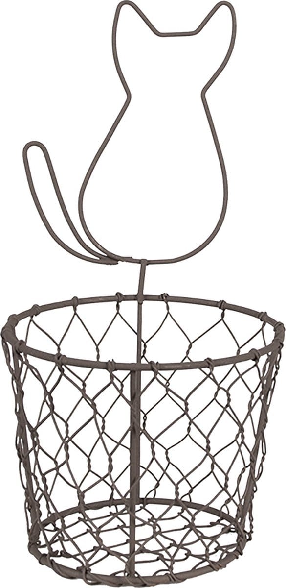 Clayre & Eef Opbergmand Ø 13x25 cm Bruin Metaal Kat