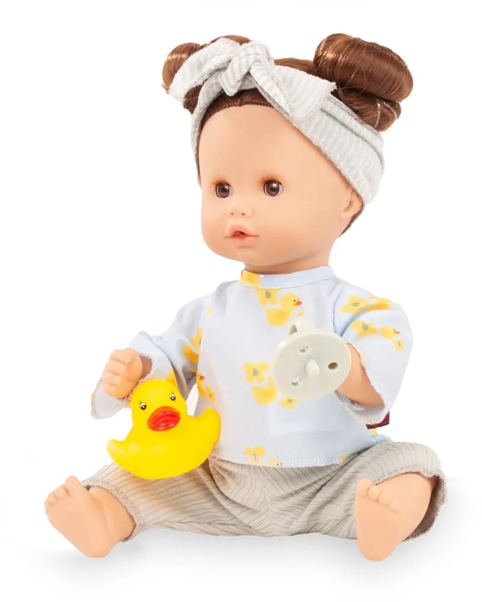 Götz Babypop Sleepy Aquini Meisje Eendje Bruin Haar 30 cm