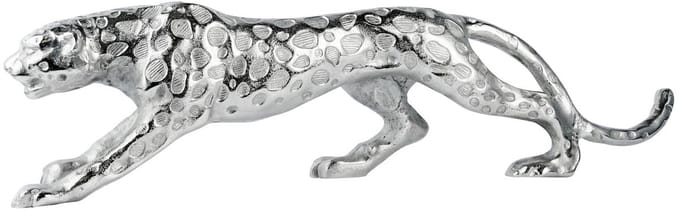Michael Noll - Luipaard beeld - Decoratief panter beeld- Zilver - Maat M - Lengte 40 cm