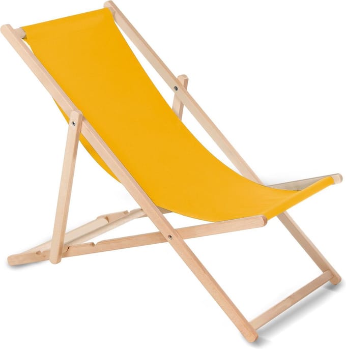 GreenBlue GB183 - strandstoel - Houten ligstoel Beukenhout Drie verstelbare rugleuningposities Goud