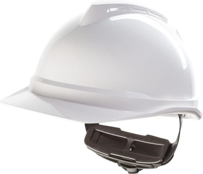 MSA V-Gard 500 veiligheidshelm - ongeventileerd - draaiknop Wit