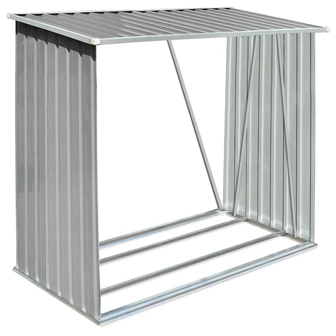 vidaXL - Haardhoutschuur - 163x83x154 - cm - gegalvaniseerd - staal - grijs