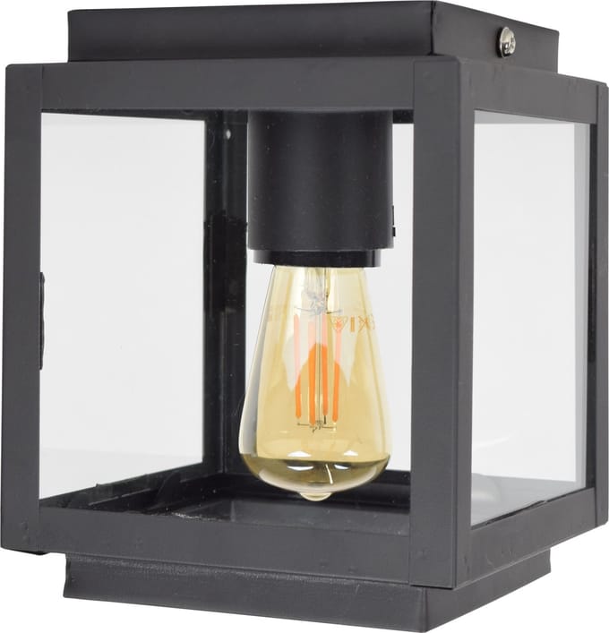 Urban Interiors Loft Plafondlamp Zwart  - Helder glas - 14x14x18
