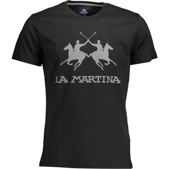 La Martina Zwarte Katoenen Heren T-shirt