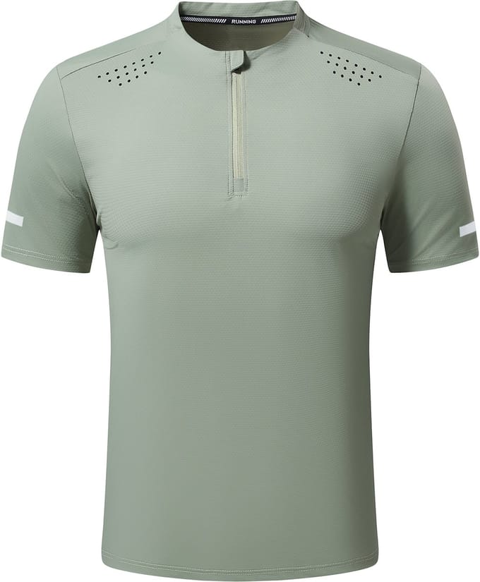 YOUTHUP Heren Casual Sport Halfrits Kort T-Shirt - Ref Streep - M