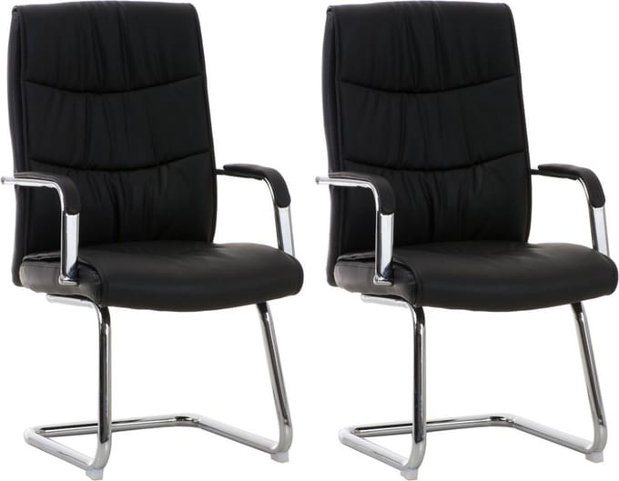 CLP Caro Set van 2 eetkamerstoelen - met armleuning - Kunstleer - zwart