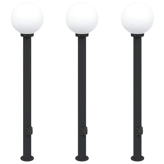 vidaXL Bolderverlichting met stopcontact 3 stuks 120 cm Zwart IP44