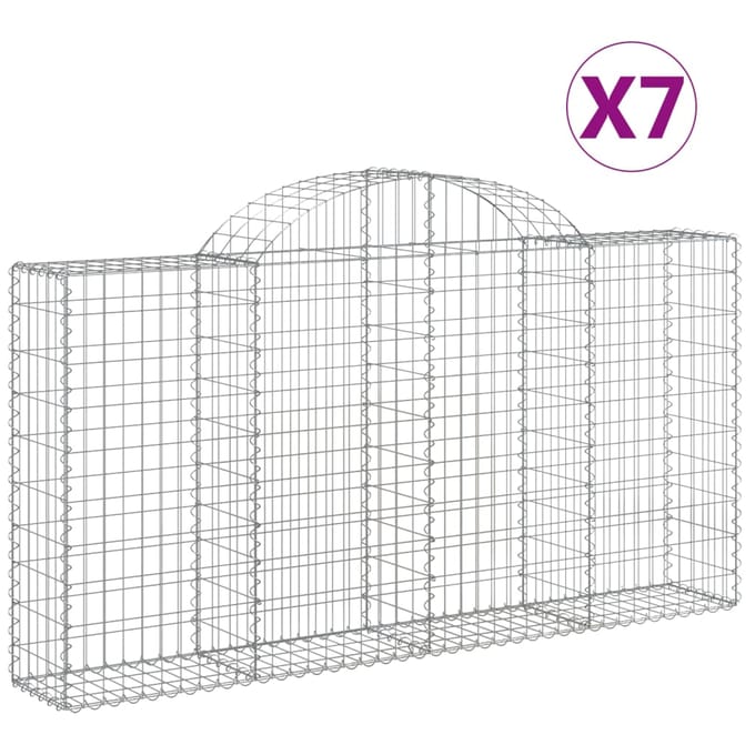 vidaXL - Schanskorven - 7 - st - gewelfd - 200x30x100/120 - cm - ijzer