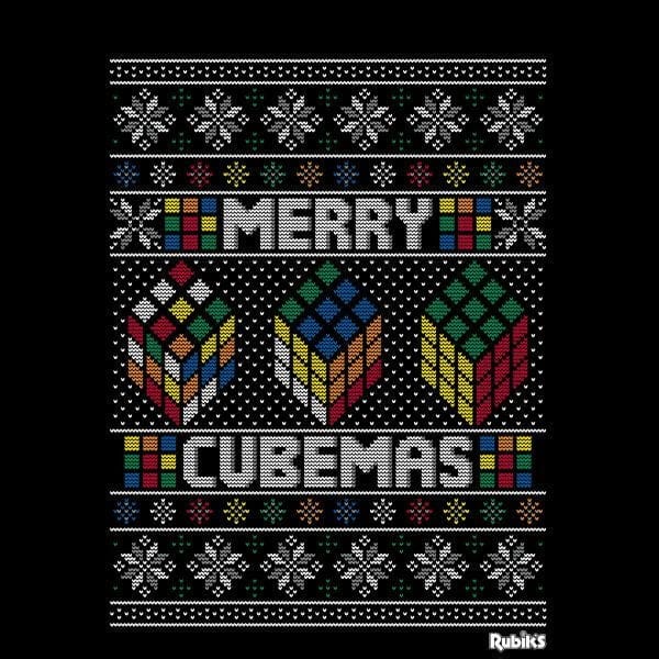 Rubiks Merry Cubemas Women's Christmas T-Shirt - Black - 3XL