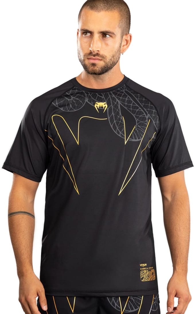 Venum Serpenti Dry Tech T-shirts Zwart Zilver Goud - M