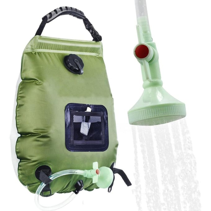 Draagbare Buiten Kampeer Douche Bad Waterzak 20L Capaciteit Zonnewarmte Kampeer Badzak zwart