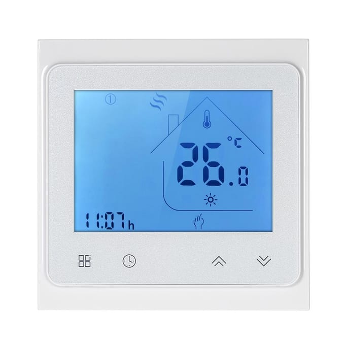 16A programmeerbare elektrische vloerverwarming thermostaat temperatuurregelaar touchscreen LCD met wit