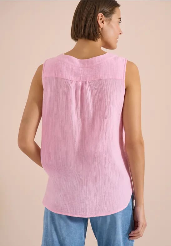 Blousetop met V-hals van mousseline