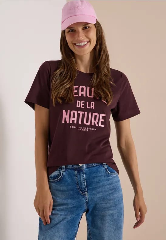 Shirt met ronde hals en tekst