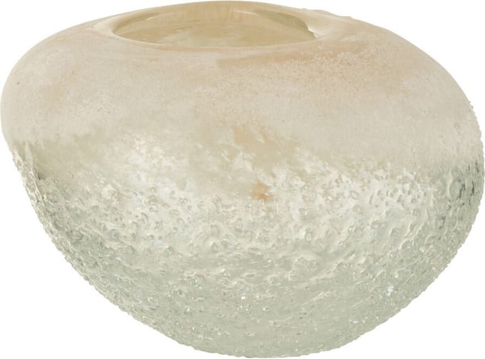 J-Line theelichthouder Bol - glas - beige