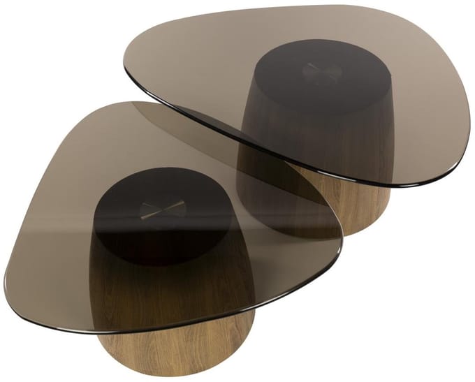 Fraaai - Caruso salontafels - driehoekig - set van 2 - smoked glass