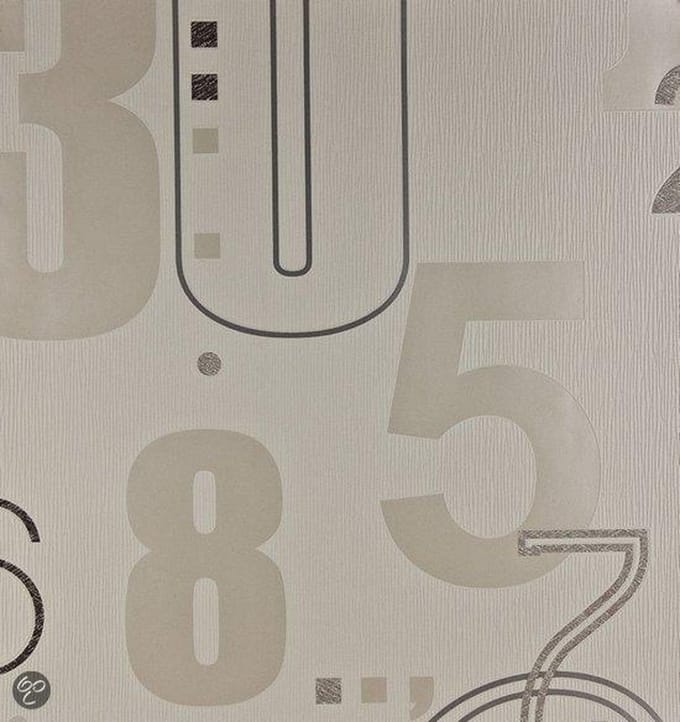Dutch Wallcoverings Cijfers - Wit/zilver