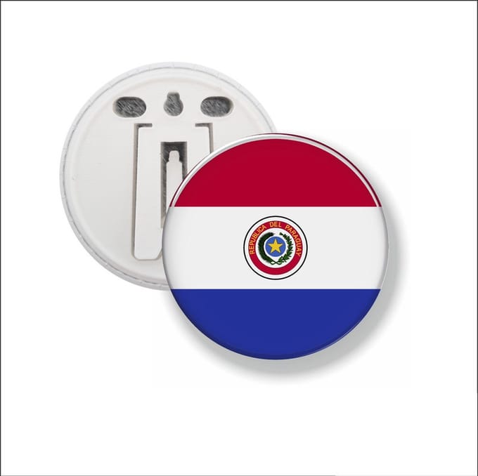 Button Met Clip 58 MM - Vlag Paraguay